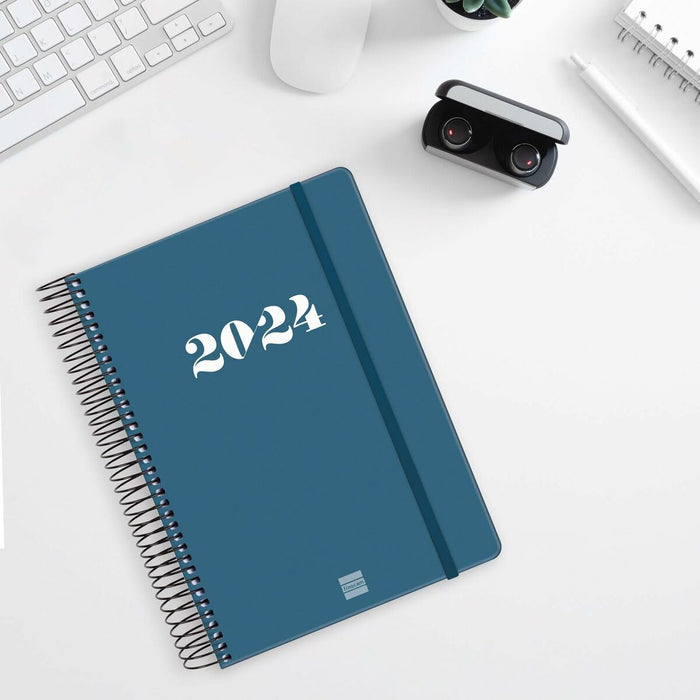 Agendă Finocam MY 2024 Albastru A5 15,5 x 21,2 cm