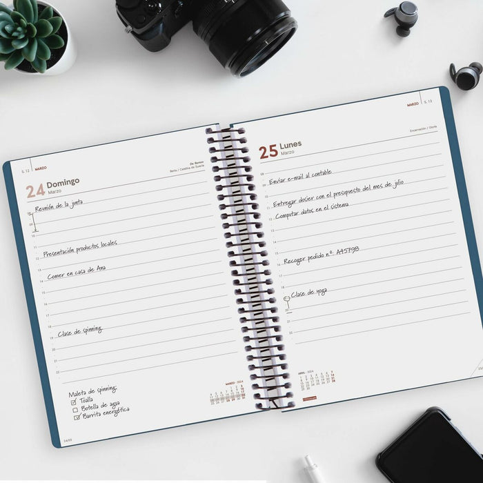 Agendă Finocam MY 2024 Albastru A5 15,5 x 21,2 cm