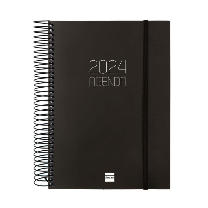 Agendă Finocam Opaque 2024 Negru A5 15,5 x 21,2 cm
