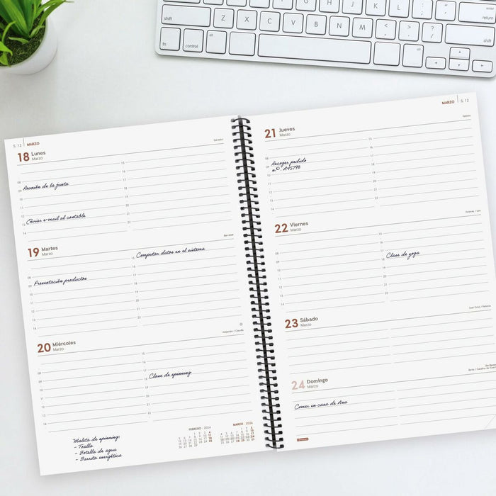 Agendă Finocam Opaque 2024 Negru A4 21 x 29,7 cm