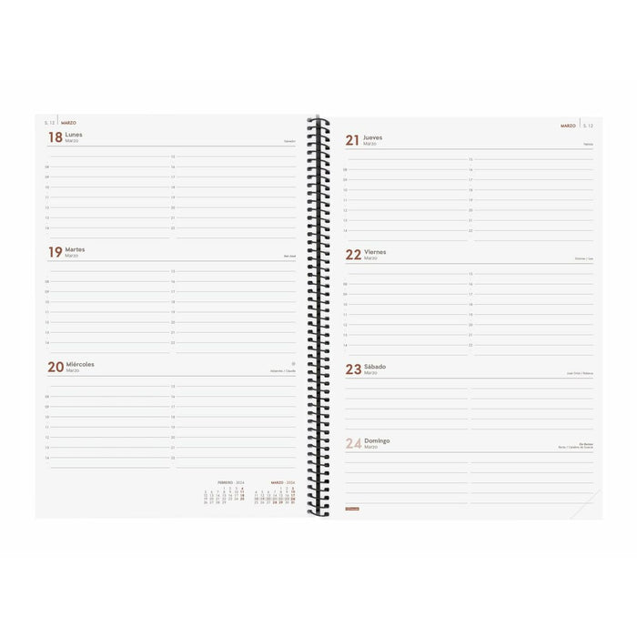 Agendă Finocam Opaque 2024 Negru A4 21 x 29,7 cm