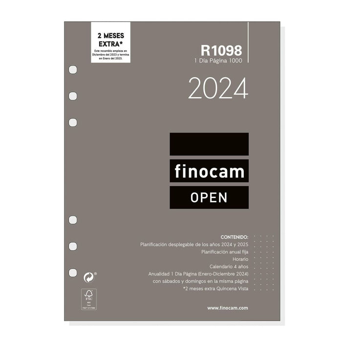 Reîncărcare pentru Agendă Finocam Open R1098 2024 Alb 15,5 x 21,5 cm