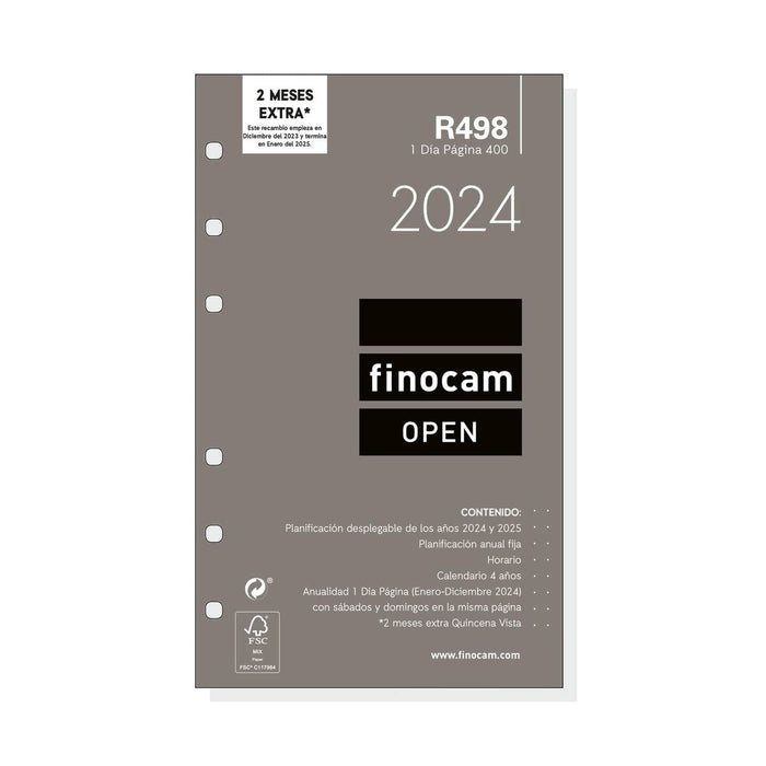 Reîncărcare pentru Agendă Finocam Open R498 2024 Alb 9,1 x 15,2 cm