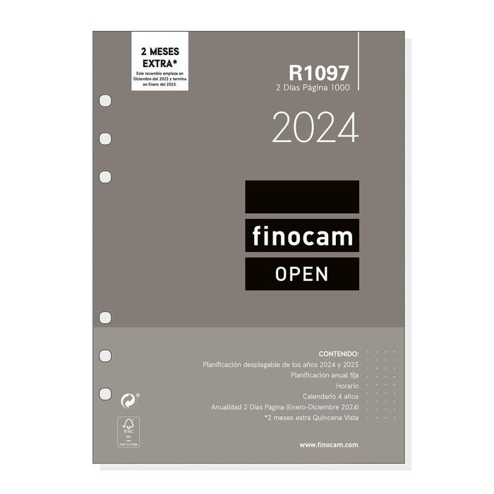 Reîncărcare pentru Agendă Finocam Open R1097 2024 Alb 15,5 x 21,5 cm