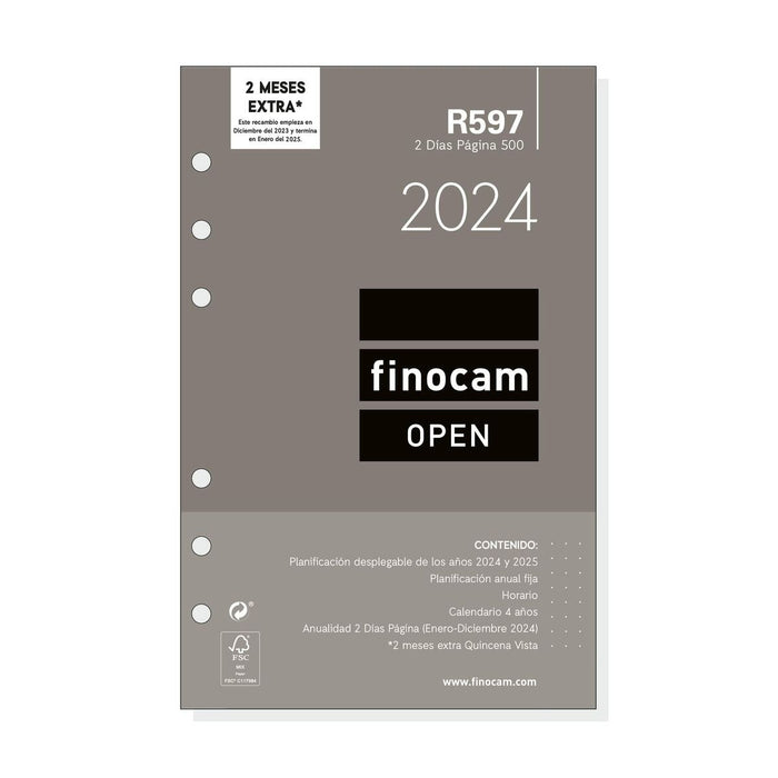 Reîncărcare pentru Agendă Finocam Open R597 2024 Alb 11,7 x 18,1 cm