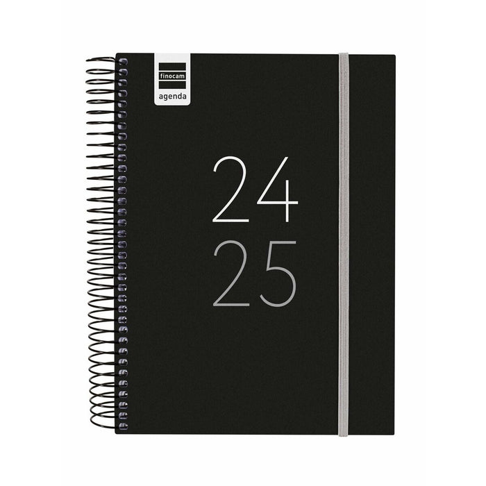 Agendă Finocam Negru Sfert 15,5 x 21,2 cm 2024-2025