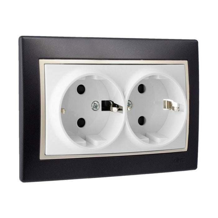 Soclu de priză Solera Europa erp60/2nu Bipolar Double Negru Încorporat, integrat 250 V 16 A
