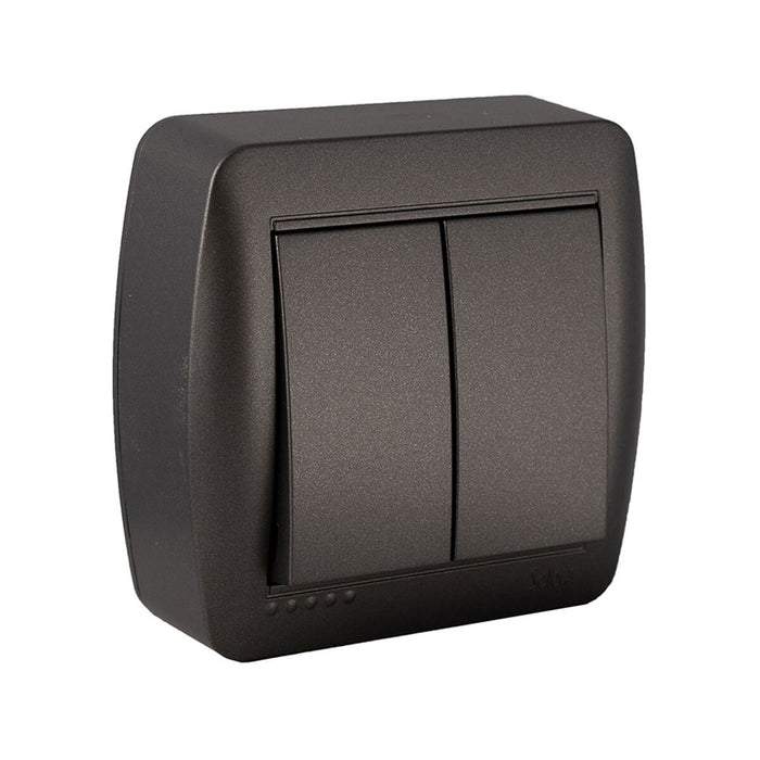 Comutator dublu comutat Solera Mural 7,4 x 7,2 x 2,8 cm 250 V 10 A Grafit