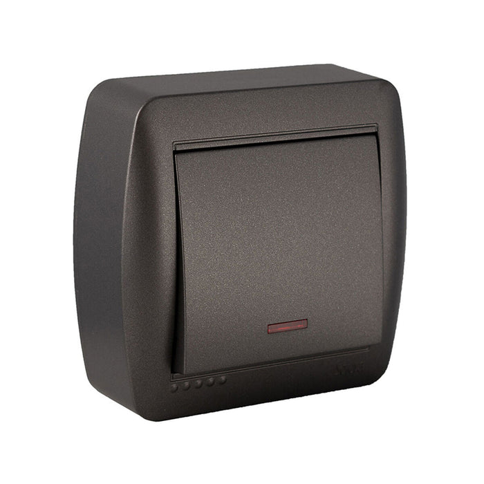 Comutator simplu Solera Mural 7,4 x 7,2 x 2,8 cm 250 V 10 A Grafit