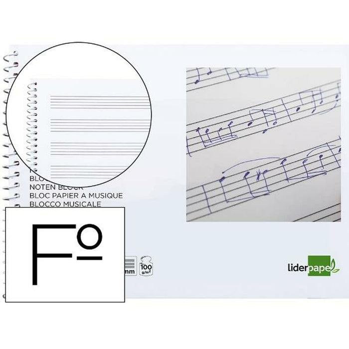 Bloc de muzică Liderpapel BM02 Alb 20 Frunze