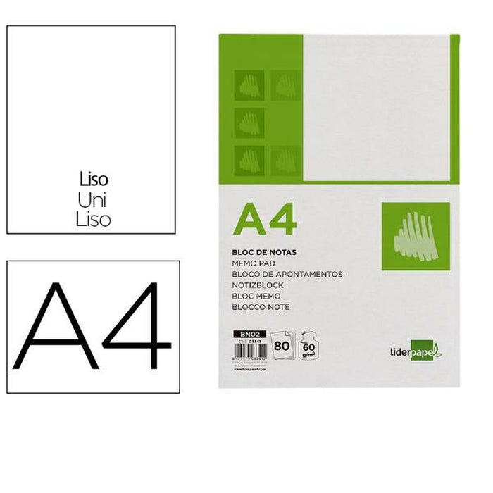Carnet Notițe Liderpapel BN02 Alb A4 80 Frunze