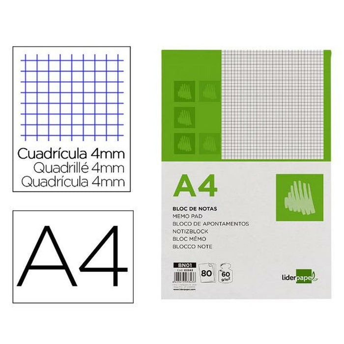 Carnet Notițe Liderpapel BN01 Alb A4 80 Frunze