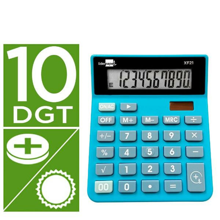 Calculator Liderpapel XF21 Albastru Plastic
