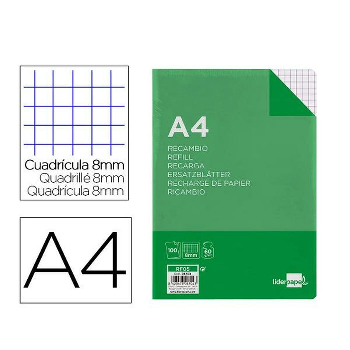 Rezervă Liderpapel RF05 Alb A4 100 Frunze