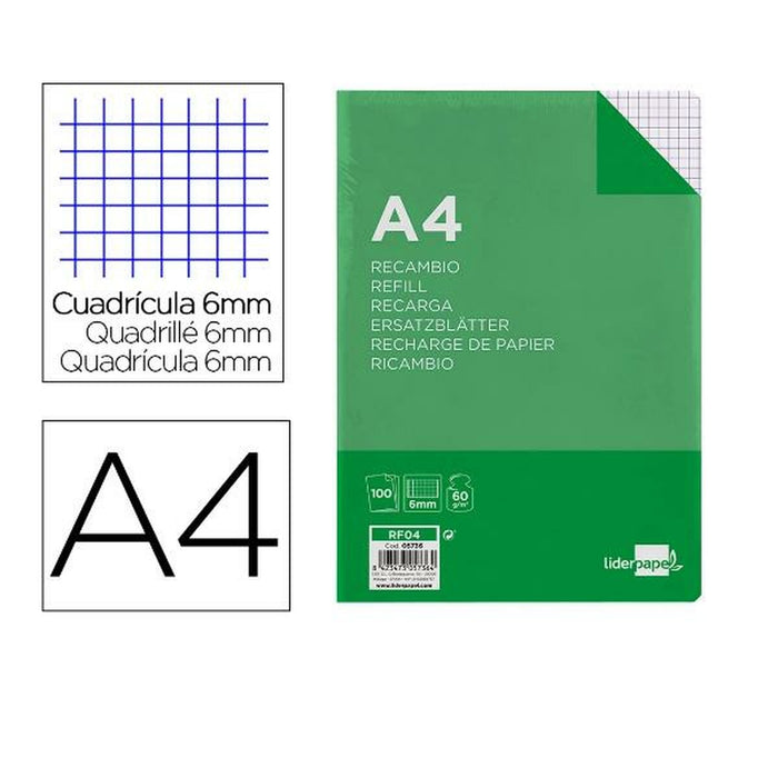 Rezervă Liderpapel RF04 Alb A4 100 Frunze