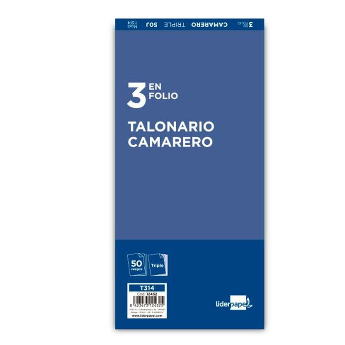Registru pentru chelneri Liderpapel T314 50 Frunze (5 Unități)