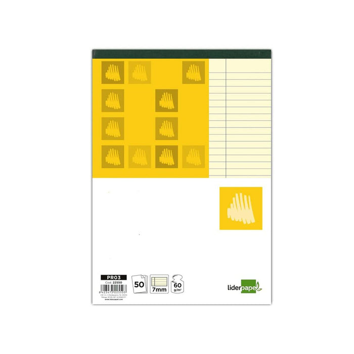 Carnet Notițe Liderpapel PR03 Galben A4 50 Frunze