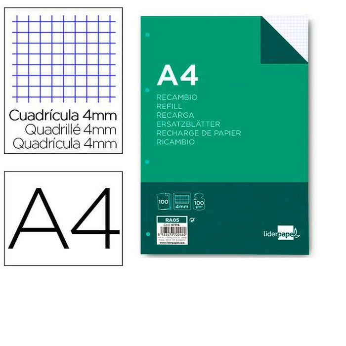Rezervă Liderpapel RA05 Alb A4 100 Frunze