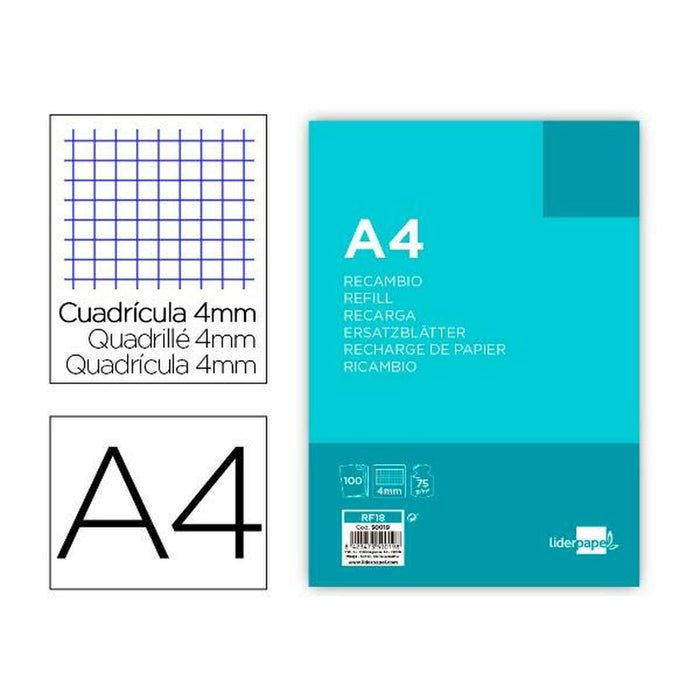 Rezervă Liderpapel RF18 Alb A4 100 Frunze