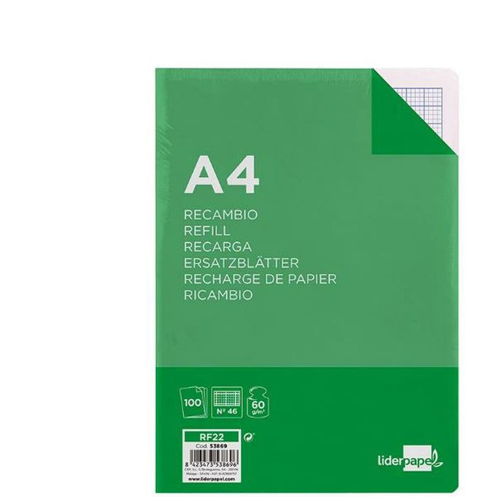 Rezervă Liderpapel RF22 Alb A4 100 Frunze