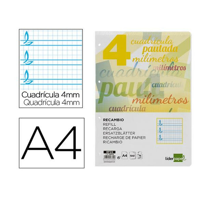 Rezervă Liderpapel RF24 Alb A4 100 Frunze