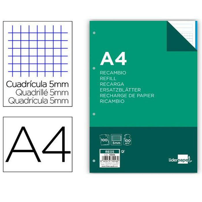 Rezervă Liderpapel RE05 A4 100 Frunze