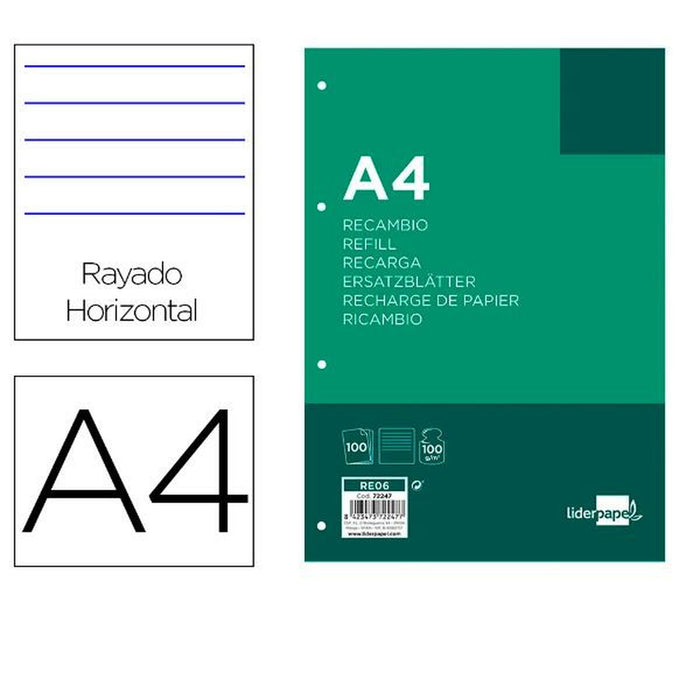 Rezervă Liderpapel RE06 A4 100 Frunze Alb