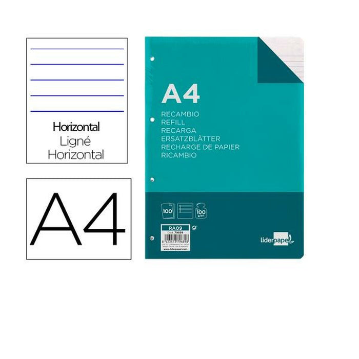 Rezervă Liderpapel RA09 A4 100 Frunze Alb