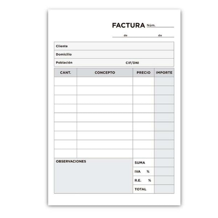 Registru de facturi Liderpapel T316 IGIC 50 Frunze (10 Unități)