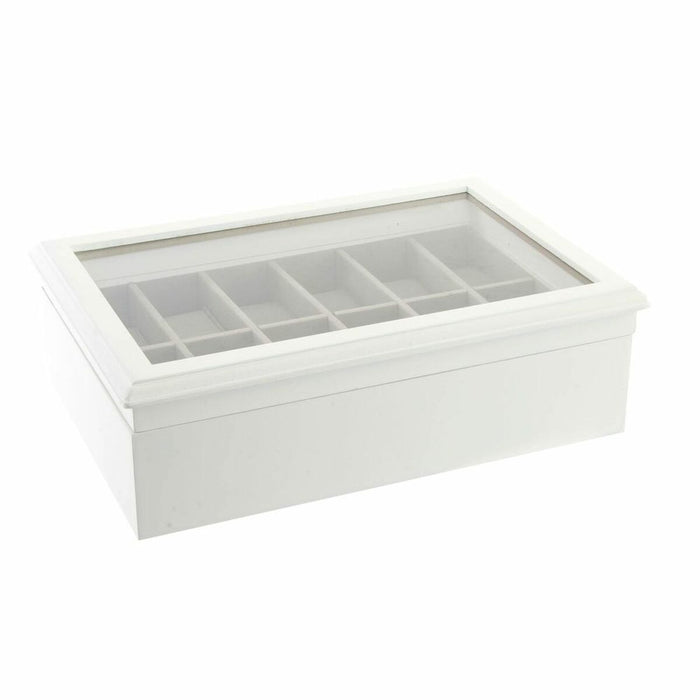 Casetă de Bijuterii DKD Home Decor 102182 Ceasuri 28 x 19 x 9 cm Geam Alb Lemn MDF