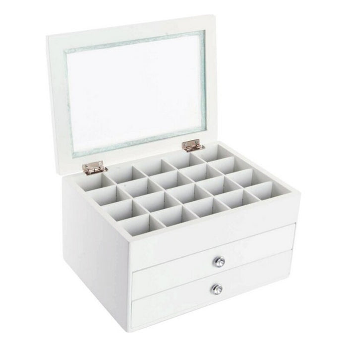 Casetă de Bijuterii DKD Home Decor Geam Alb Lemn MDF 25 x 19 x 15 cm