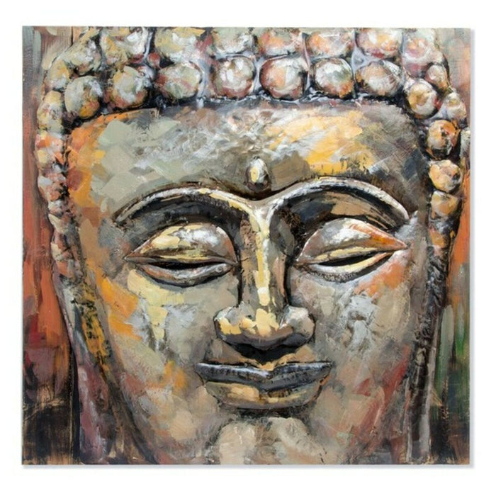 Tablou DKD Home Decor Buda Lemn Metal Oriental Buda (80 x 80 x 7 cm)
