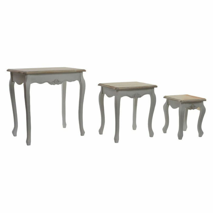 Set de 3 mese DKD Home Decor Lemn Alb (60 x 40 x 61 cm) (3 pcs)