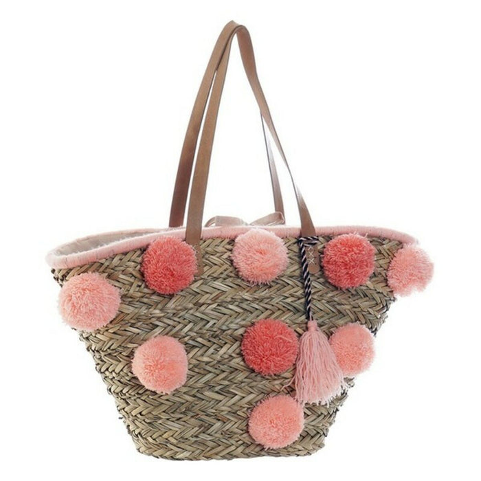 Geantă DKD Home Decor Roz Coral Pompoane