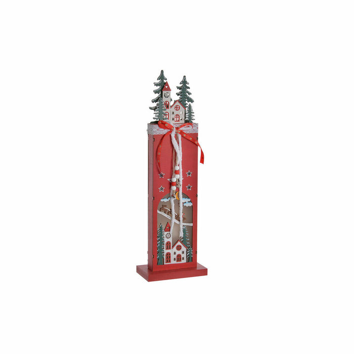 Ornament de Crăciun DKD Home Decor Roșu Lemn Casă 11 x 6 x 38 cm (1 Unități)