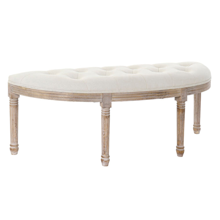 Banchetă DKD Home Decor Bej Natural Lemn de cauciuc Plastic 125 x 43 x 48 cm