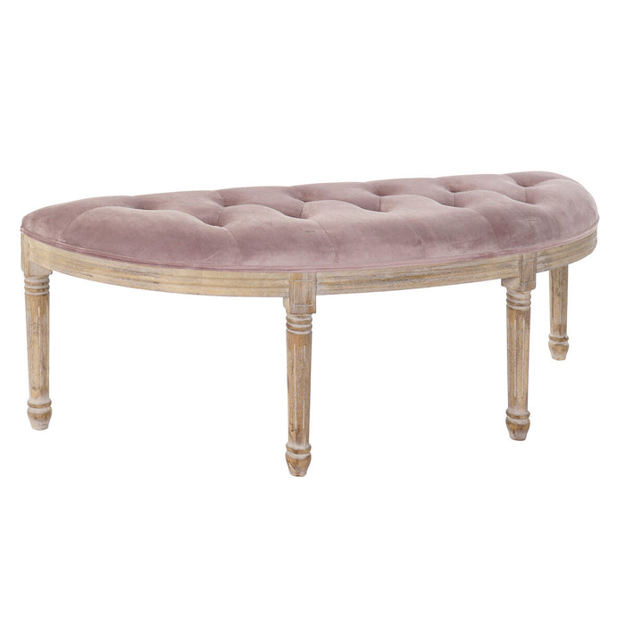 Banchetă DKD Home Decor Natural Roz Poliester Кадифе Lemn de cauciuc (125 x 43 x 48 cm)