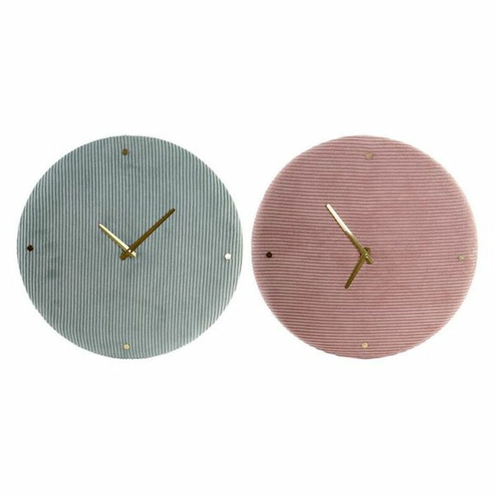 Ceas de Perete DKD Home Decor Verde Roz 40,5 x 5,5 x 40,5 cm (2 Unități)
