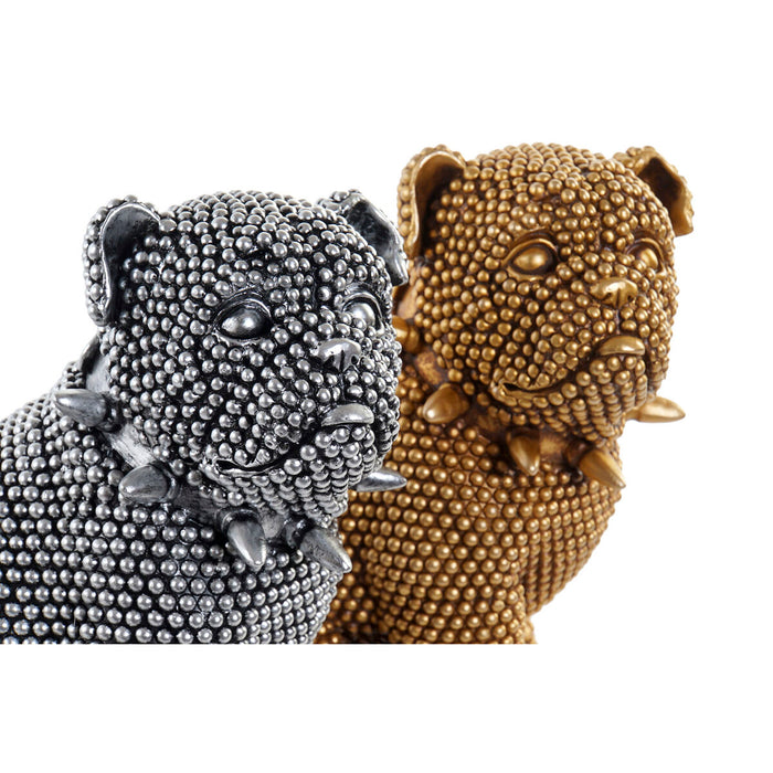 Figură Decorativă DKD Home Decor Auriu* Argintiu Câine Loft 20,5 x 14,5 x 22 cm (2 Unități)