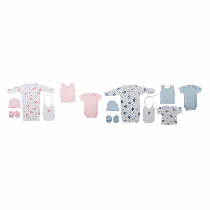 Set de lenjerie/haine DKD Home Decor Albastru Roz 0-6 Luni Stele (7 Piese) (2 Unități)