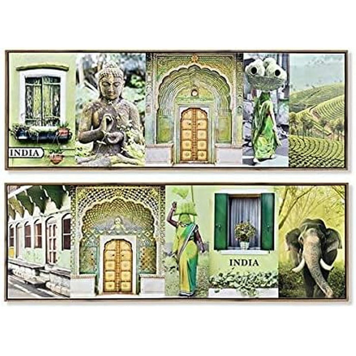 Tablou DKD Home Decor 120 x 2,3 x 40 cm Pânză Verde polistiren (2 Unități)