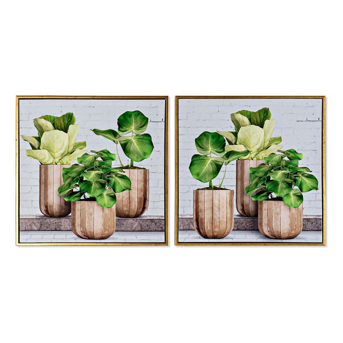 Tablou DKD Home Decor 52 x 2,3 x 52 cm Lăcuit (2 Unități)
