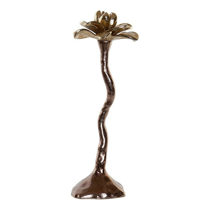 Suport de Lumânări DKD Home Decor 8424001705771 Floare 1 x 0,1 x 32 cm Aluminiu Bicolor