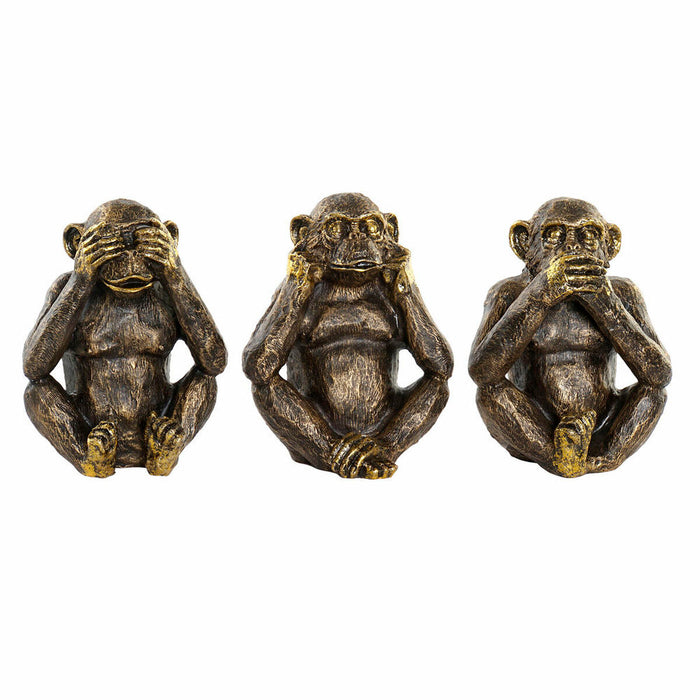 Ornament de Crăciun DKD Home Decor Maimuță Auriu* Rășină 15 x 12 x 19 cm (3 Unități)