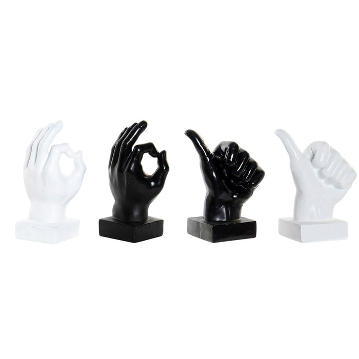 Figură Decorativă DKD Home Decor Alb Negru Multicolor Mână 14 x 9 x 21 cm (4 Unități)
