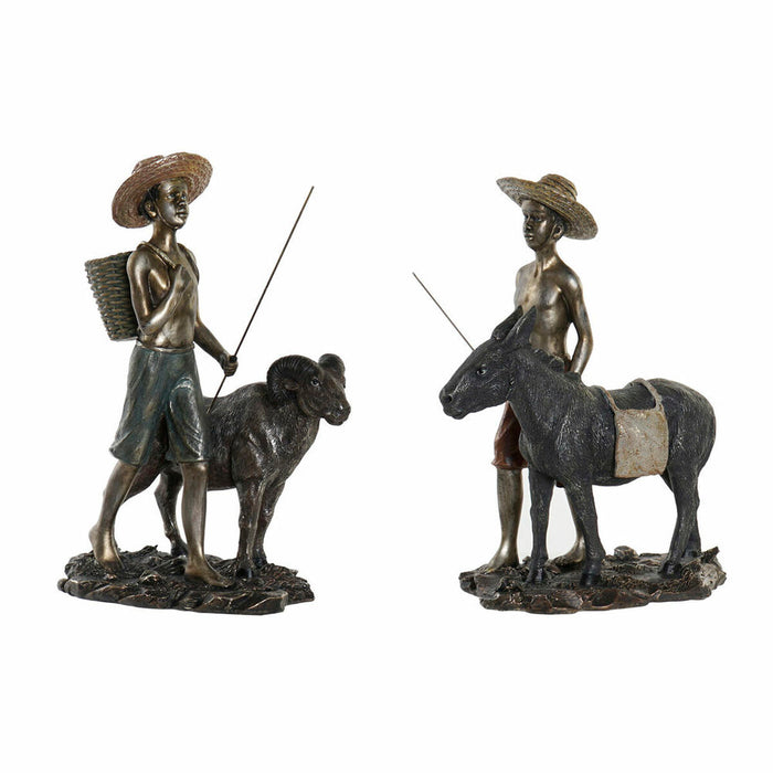 Figură Decorativă DKD Home Decor 25 x 14 x 31 cm Auriu* Maro Rășină Colonial Măgar