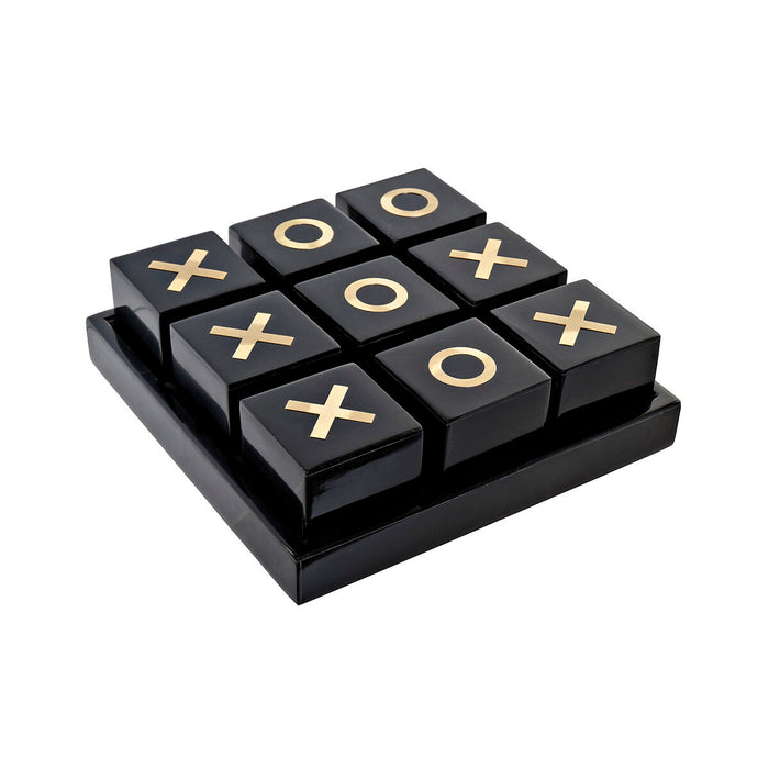 Joc X și Zero DKD Home Decor Negru Alb Rășină Alamă (21 x 21 x 7 cm)