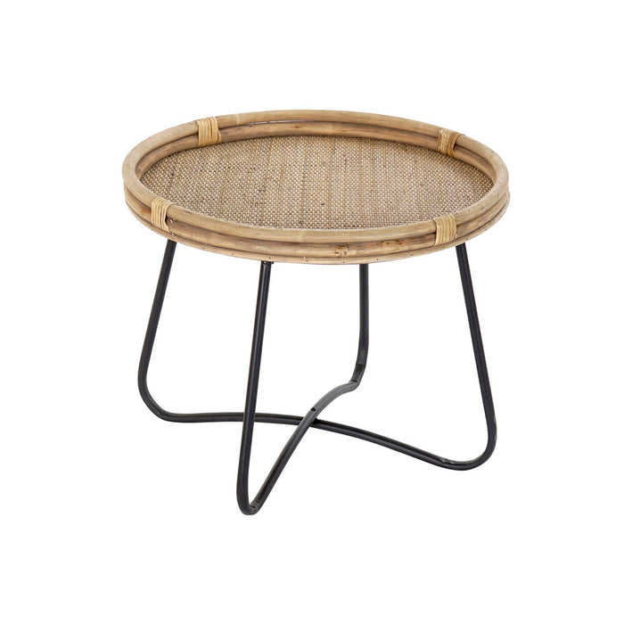 Masa laterală DKD Home Decor Negru Metal Maro Ratan (57 x 57 x 47 cm)