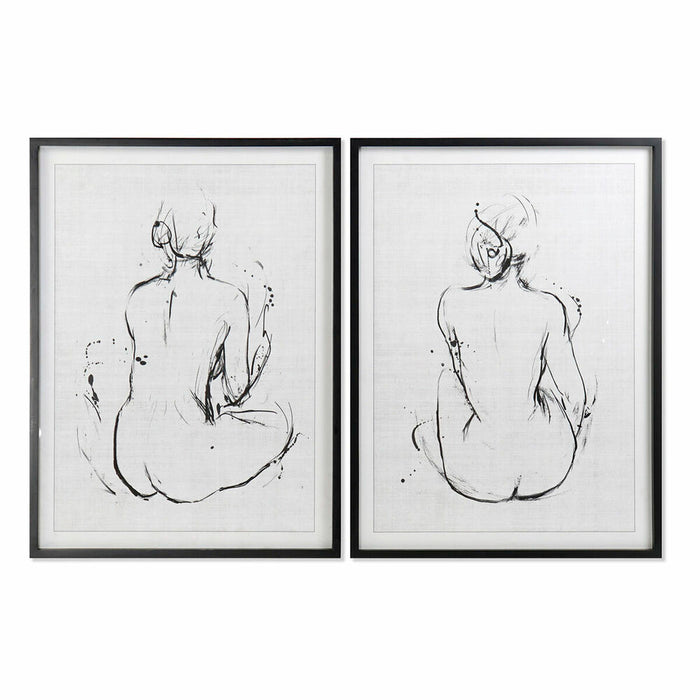 Tablou DKD Home Decor 70 x 2,5 x 90 cm Femeie Modern (2 Unități)