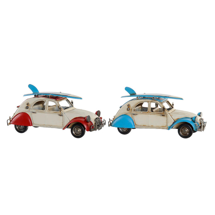 Figură Decorativă DKD Home Decor 27 x 11 x 13 cm Roșu Mașină Albastru Vintage (2 Unități)